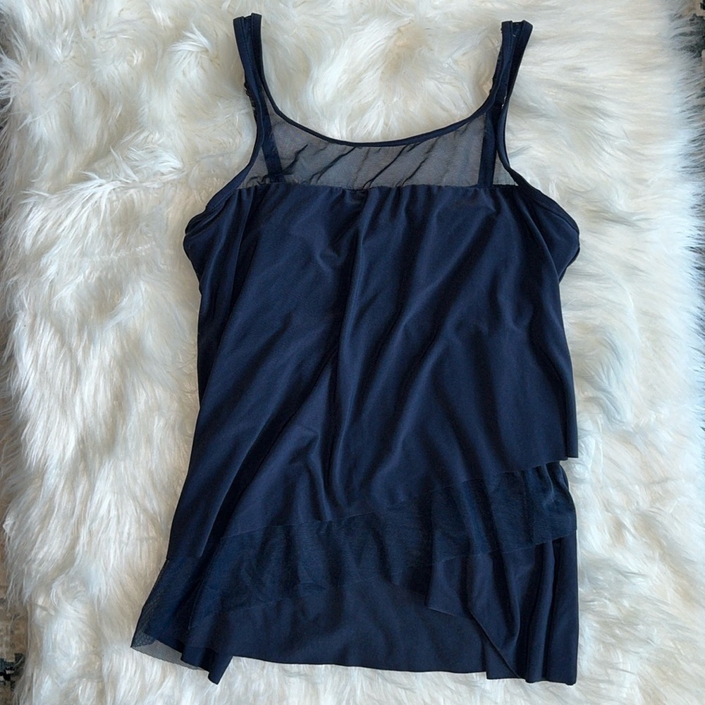 NWOT MIRACLE SUIT Tankini Top Slimming Navy Size 8